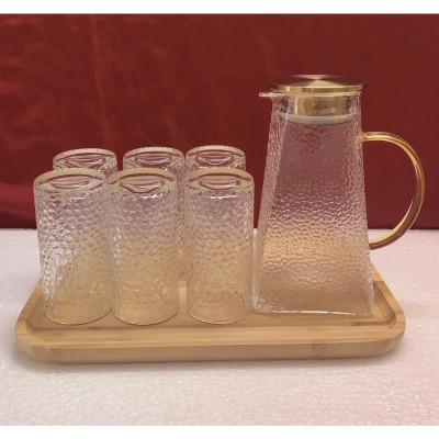 COMBO BỘ BÌNH CỐC THỦY TINH CHỊU NHIỆT CAO CẤP LÊN ĐẾN 400 ĐỘ C KÈM KHAY VÀ GIÁ ÚP CỐC ( BÌNH ĐÁY VUÔNG)