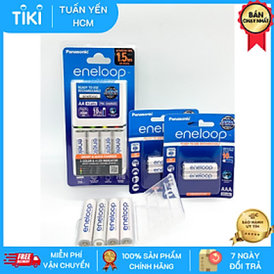 Bộ Sạc Nhanh Panasonic BQ CC55 Kèm 8 Pin Eneloop ( 4 Pin AA 2000 mAH + 4 Pin AAA 800 mAh ) Made In Japan - Hàng Chính Hãng