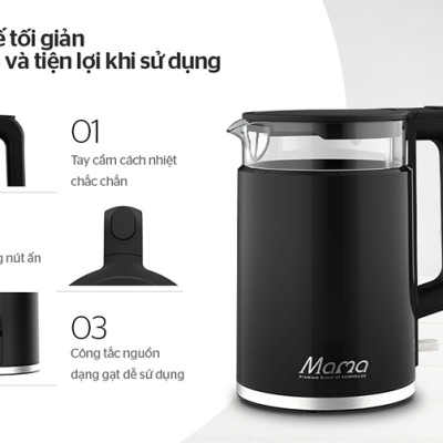 Ấm Siêu Tốc Thủy Tinh Sunhouse SHD1330 (1.7 Lít) - Hàng Chính Hãng