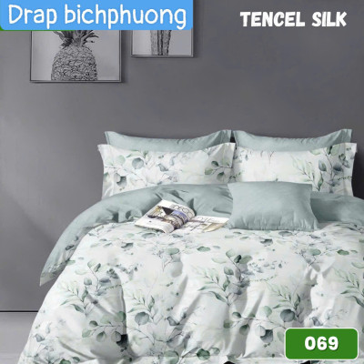 Bộ drap gối Tencel vải Hàn Quốc , đỉnh cao mát , mềm mại { drap và 3 áo gối}