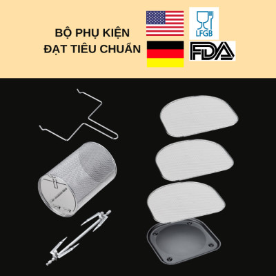 Nồi Chiên Không Dầu SHIMONO SM-AF806T 8L 1500W Cao Cấp Tiêu Chuẩn FDA Hoa Kỳ, LFGB Đức Tặng Kèm Trọn Bộ 9 Phụ Kiện Hàng Chính Hãng