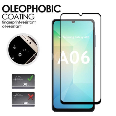 Kính cường lực cho Samsung Galaxy A06 Full màn hình viền đen độ cứng 9h, chống vỡ, chống xước, dán màn hình cao cấp - Hàng chính hãng