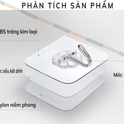 COMBO 5 Móc Dán Tường INOX Ánh Kim Dán Tường Siêu Dính Loại Dày Chịu Lực Siêu Chắc