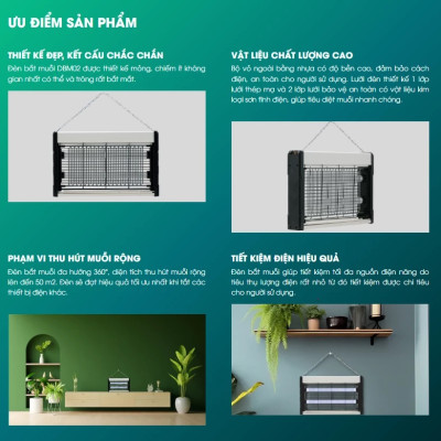Đèn bắt muỗi Rạng Đông DBM02 công suất 4W diệt muỗi hiệu quả bằng sốc tĩnh điện, không hóa chất, không ồn, cách điện an toàn - Hàng chính hãng