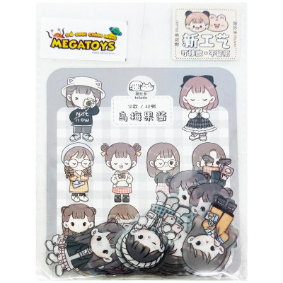 Bộ 40 Sticker Cô Gái Abu Dễ Thương - Telado MSTZ-0/77-83 (Mẫu Màu Giao Ngẫu Nhiên)