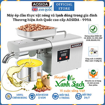 Máy ép dầu ăn thực vật nóng và lạnh dùng trong gia đình thương hiệu Anh Quốc cao cấp AOSIDA 999A - Công suất 1000W - Hàng nhập khẩu