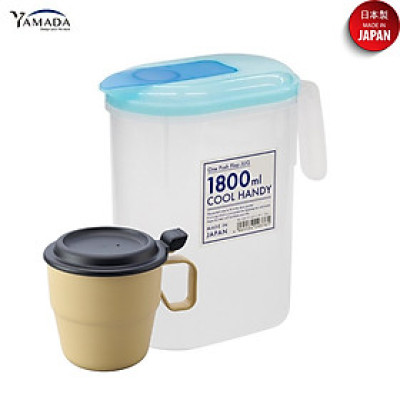 Combo bình nước nắp bật Yamada 1,8L + Cốc uống nước có nắp 360ml - nội địa Nhật Bản