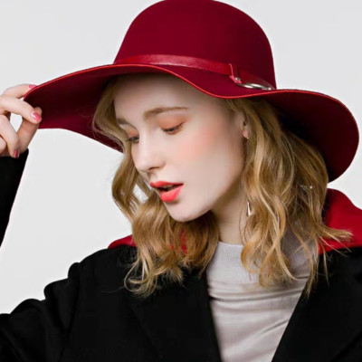 Nón rộng vành chống nắng mũ đi biển nữ fedora màu đỏ đô dona22030808