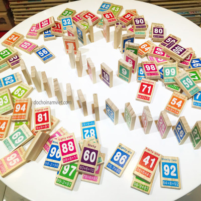 Domino 100 số Tiếng Anh phép toán cho bé học và chơi xếp hình sáng tạo