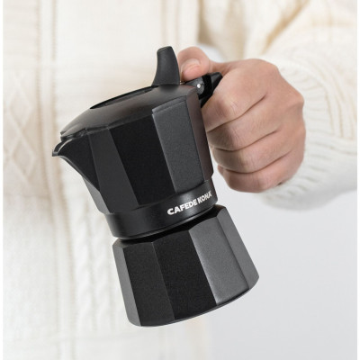 Bình moka nhôm 2 cup 90ml màu đen CAFE DE KONA