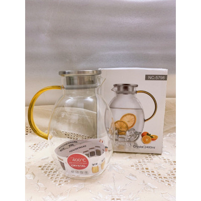 Bình nước dáng bầu trong tay cầm vàng 2400ml _AVN35