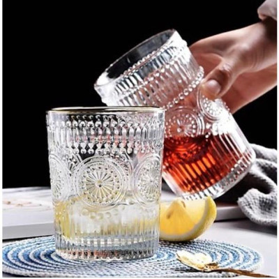 Set bình đựng nước uống thủy tinh kèm 6 cốc khay và giá úp cốc ( Giao khay kim loại xanh )