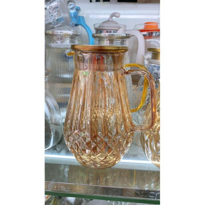 Bình đựng nước uống thủy tinh vàng vân kim cương hạt nhỏ ( giao ngẫu nhiên vân hạt )