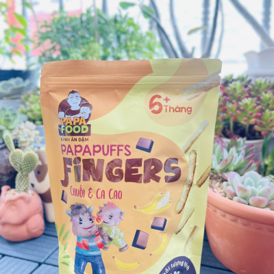 Bánh ăn dặm PAPAFOOD PAPAPUFFS Vị Chuối & Ca Cao - 100% Ngũ Cốc Hữu Cơ - Gói 50g