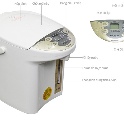 Bình Thủy Điện Toshiba PLK-45SF(WT)VN (4.5L) - Hàng chính hãng