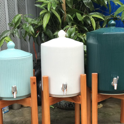 Bình đựng nước bằng sứ dáng trụ dung tích 6l