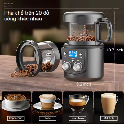 Máy rang hạt cà phê công nghệ gia nhiệt không khí chuyên nghiệp Thương hiệu Cafemasy Mỹ cao cấp Mã CCR-305D - Hàng Nhập Khẩu, Bảo Hành 12 Tháng