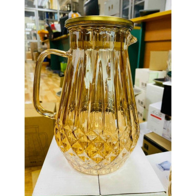 Bình đựng nước uống thủy tinh vàng vân kim cương hạt nhỏ ( giao ngẫu nhiên vân hạt )