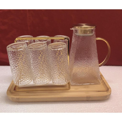 COMBO BỘ BÌNH CỐC THỦY TINH CHỊU NHIỆT CAO CẤP LÊN ĐẾN 400 ĐỘ C KÈM KHAY VÀ GIÁ ÚP CỐC ( BÌNH ĐÁY VUÔNG)