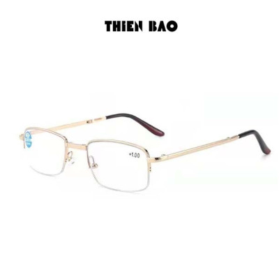 Kính lão thị, viễn thị đọc sách Nam nữ gấp gọn ( Tặng bao da đeo hông) KVT1510 tròng Nhật xẻ cước loại tốt mạ crom bền đẹp