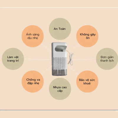 Đèn Bắt Muỗi Với Quạt Hút Thông Minh + Diệt Côn Trùng Công Nghệ Đèn LED Kiêm Đèn Ngủ Tiết Kiệm Điện. TakyHome 8615