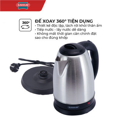 Ấm Siêu Tốc Inox Sunhouse SHD1186 - 1.8L - Hàng chính hãng