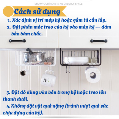 Bộ 2 Giá treo giấy lau, cốc, vật dụng nhà bếp- Kệ treo dưới tủ bếp tiết kiệm không gian