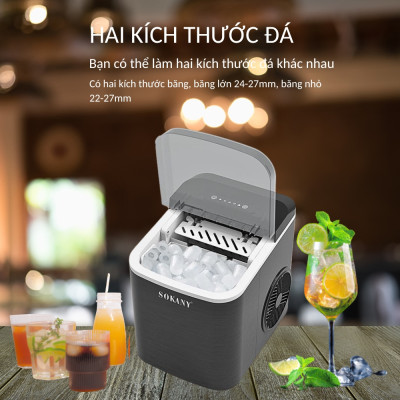 Máy làm đá tự động gia đình SOKANY làm đá nhanh trong vài phút, tiện dụng tiết kiệm điện - SK03038 - HÀNG CHÍNH HÃNG - DELIYA