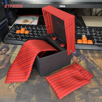 Cavat nam bản 8cm lót silk cao cấp nguyên hộp kèm khăn và khuy măng sét Giangpkc Qtp