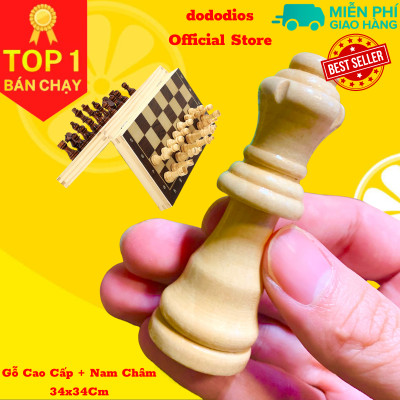 Bộ cờ vua Gỗ Nam châm dododidos - Bàn Cờ là hộp đựng cao cấp - 34x34cm