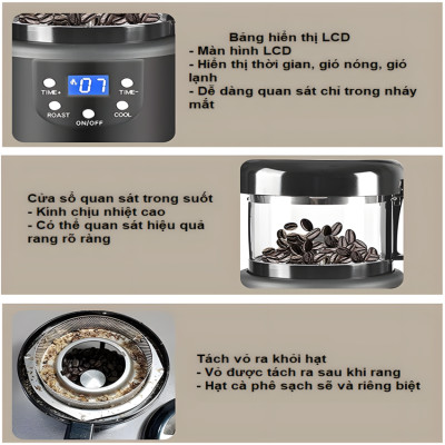 Máy rang hạt cà phê công nghệ gia nhiệt không khí chuyên nghiệp thương hiệu Cafemasy CCR-305 - Hàng Nhập Khẩu