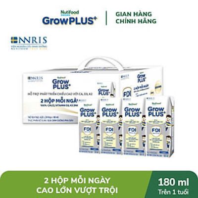 Thùng Sữa Bột Pha sẵn Nutifood GrowPLUS+ Cao Lớn Vượt Trội trên 1 tuổi (24 hộp x 180ml)