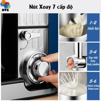 Máy trộn bột, đánh trứng nhà bếp Sohef SC212C phiên bản 9 trong 1, dung tích 7 lít, làm bếp đa năng, hàng chính hãng