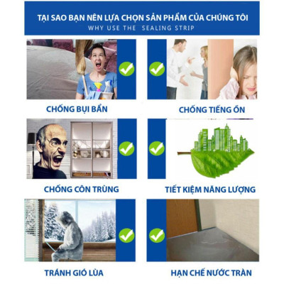 Gioăng cao su dán khe hở cửa, miếng dán khe hở chân cửa ngăn bụi chống nước chống côn trùng