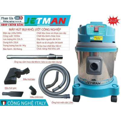Máy Hút Bụi Jetman Công Suất Cao 25L+30L+40L chính hãƞg, 100% Lõi Đồng, Bảo hành 1 năm