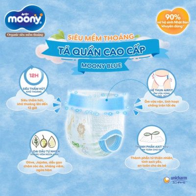 [Combo 2] Bỉm - Tã quần Moony Blue size XL Boy 38 miếng (Cho bé 12~22kg)