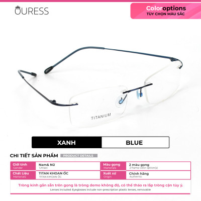 Gọng kính khoan ốc b667 hợp kim thời trang nam nữ siêu nhẹ sieu bền OURESS