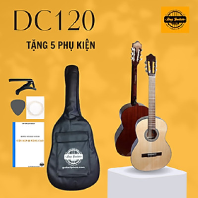 Đàn Guitar Classic DC120 dây nilon mặt gỗ thông lưng và hông gỗ hồng đào dòng trung kỹ cho âm thanh ấm áp trữ tình Duy Guitar