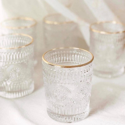 Set bình đựng nước uống thủy tinh kèm 6 cốc khay và giá úp cốc ( Giao khay kim loại xanh )