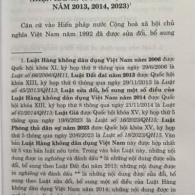 Luật Hàng Không Dân Dụng Việt Nam ( Hiện Hành) ( Sửa Đổi, Bổ Sung Năm 2013, 2014, 2023 )