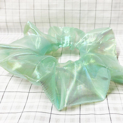 Cột tóc srunchies mẫu mới - Cột tóc màu xanh lá ánh kim