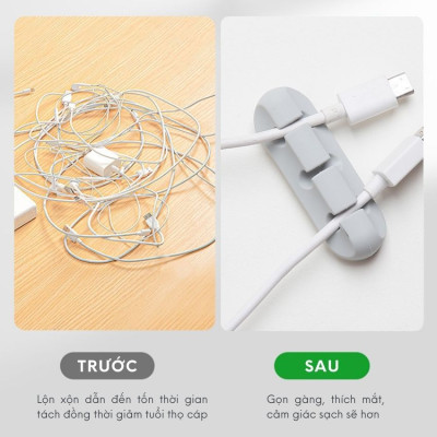 Phụ kiện giữ dây cáp sạc Giá Silicon mini cố định dây cáp sạc cho các thiết bị điện tử trên bàn làm việc - Hàng Chính Hãng