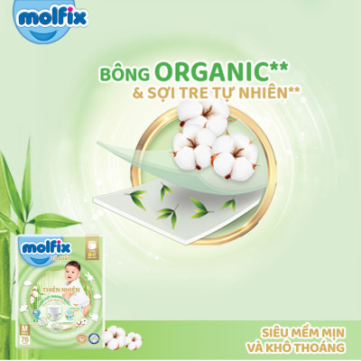 Combo 3 Tã/bỉm quần Molfix Thiên nhiên Super Jumbo M60/L52/XL42/XXL38