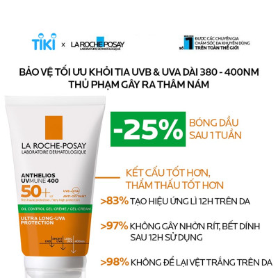 Kem chống nắng La Roche-Posay kiềm dầu 12H Anthelios UVMUNE 400 Gel-Cream 50ml