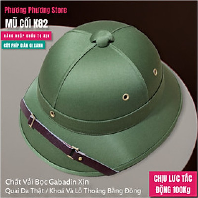 MŨ CỐI TÀU XỊN MŨ CỐI VẢI BỌC GABADIN QUAI DA THẬT LÒNG CỐT PHÍP GIÀN GI XANH 
