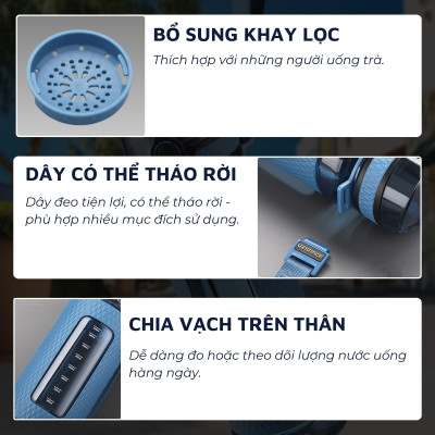 Bình đựng nước bằng nhựa tritan cao cấp DandiHome Uzspace 400/520/800/1100ml