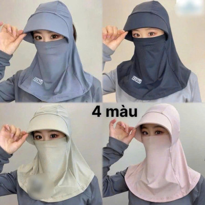 Mũ che nắng , Mũ lụa băng thoáng khí, có khăn choàng chống nắng mùa hè phù hợp  cho cả nam và nữ