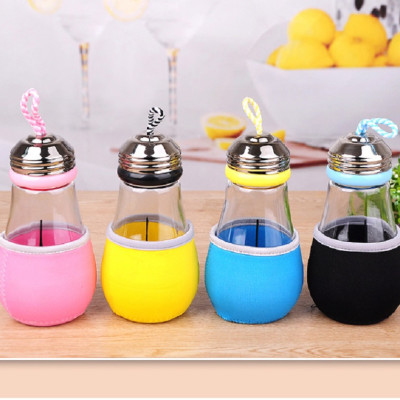 Bình Nước Thủy Tinh Hình Bóng Đèn 450ml Bền Đẹp 