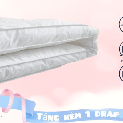 Nệm Topper, Tấm Topper Làm Mềm Nệm Tiêu Chuẩn Khách Sạn Cao Cấp 5 Sao Dày 10cm Tặng Kèm Drap Nệm