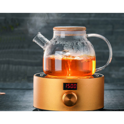 Bình Đựng Trà Thủy Tinh Nắp Gỗ Vòi Cụt Đủ Size 700ml, 1000ml